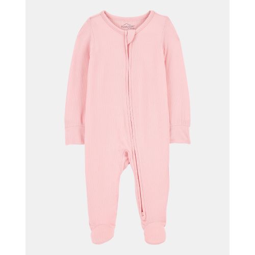 Baby Girl Solid 2-Way Zip PurelySoft Sleep & Play Pajamas - Pink