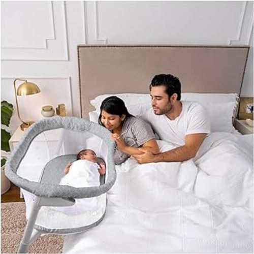 HALO Baby Flex BassiNest, Adjustable Travel Bassinet, Easy Folding, Lightweight with Mattress and Carrying Bag, Morning Mist