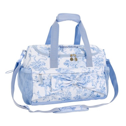 LoveShackFancy Blue Damask Floral Mackenzie Sports Duffle