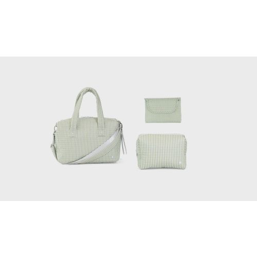 Pumlico Stripe Sage Quilted Stroller Bag Bundle
