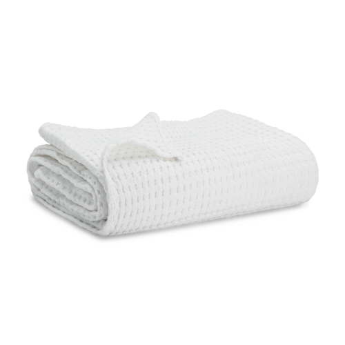 Comfy Cubs Waffle Weave Blanket - 40 x 40 - 100% Cotton Soft, Lightweight Baby Blanket, White