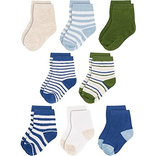 Rising Star Baby Socks for Boys & Girls - Newborn Crew Ankle Cotton Infant Socks 0-6, 6-12 months (8 pack)