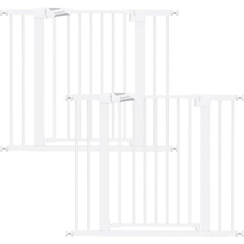 Babelio 26-40" Wide Baby Gate for Stairs & Doorways, 3 Ways Locking System with Auto-Close, Pressure Mounted No Drilling, Easy Install for Stairs, Hallway, Kitchen, Indoor Use, White (2 Pack)