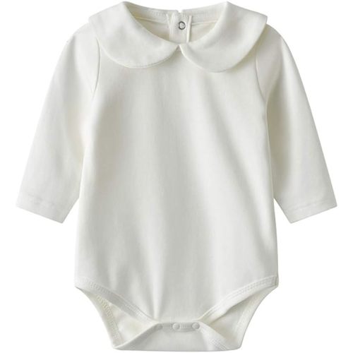 Infant Baby Girls Bodysuit Peter Pan Doll Collar Super Soft Cotton Romper One-Piece Outfit 0-24 Months