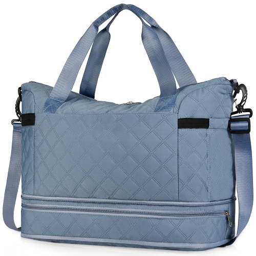 Gynky 55L Duffle Bag with Shoes Compartment, Gym Bag with Wet Dry Pocket for Women men, Waterproof Weekender Bags Overnight Bag (Blue)