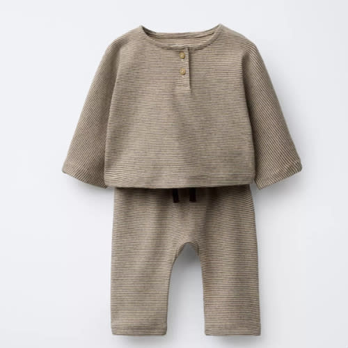 STRIPED T-SHIRT AND PANTS SET - taupe brown | ZARA United States