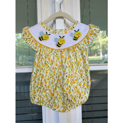 Restocked: Baby Girls Yellow Busy Bumblebee Bubble Romper