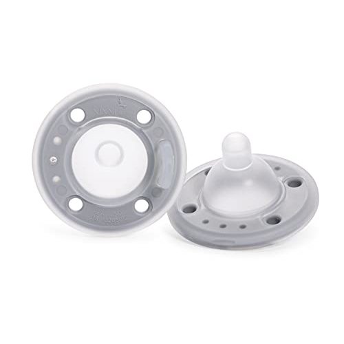 Ninni Co Breastfeeding Promoting Pacifier - Patented Orthodontic Pacifier with Natural Skin Texture and Nipple Shape Supporting Healthy Orofacial Development - Frost (2 Pack)