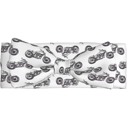 Baby Headbands for Girls 1Pcs - Sketch Motorcycle Print Baby Hair Bows for Girls, Soft Elastic Toddler Headband for 0-6 Months, Infant Newborn Bows Accessories Essentials