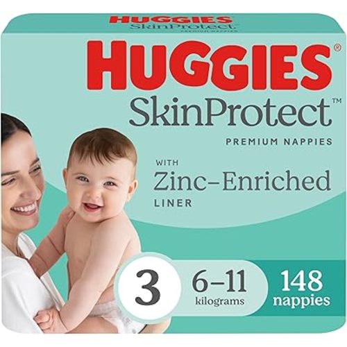 Huggies Skin Protect Nappies Size 3 (6-11 kg) 148 Count - Packaging May Vary