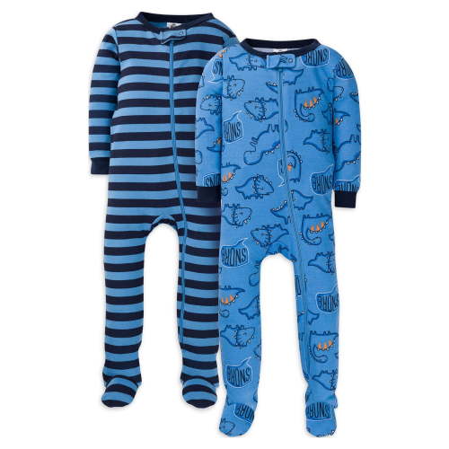 Gerber Baby & Toddler Neutral Snug Fit Footed Cotton Pajamas, 2-Pack, Sizes 0/3 Months - 5T