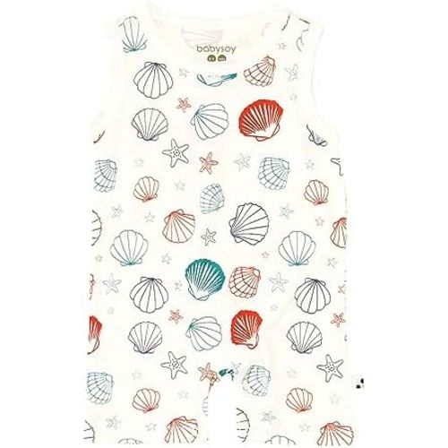 Babysoy Organic Pattern Print Tank Romper Shortall
