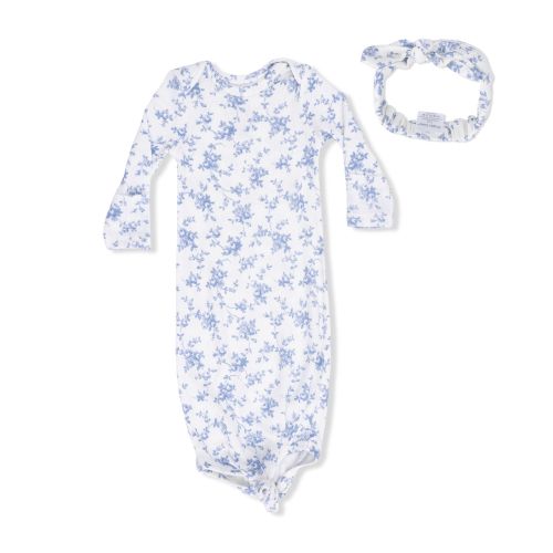 Baby Blue Vines Floral Knotted Gown and Headband