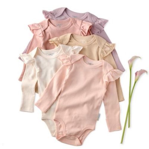 Butterblu ASHLEY 5-Pack Long Sleeve Ruffle Bodysuits Sorbet 0-3M