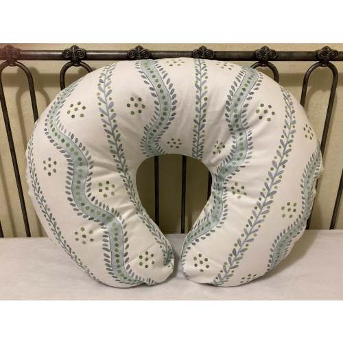Baby Boy Nursing Pillow Cover, Blue and Green Floral Stripes Nursing P - Just Baby Designs