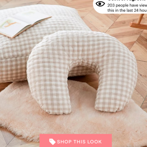 Adairs Baby - Vintage Washed Linen Check Nursing Pillow | Adairs