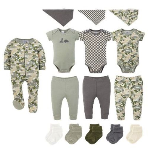 The Peanutshell Offroad Dino 15-Piece Baby Girl Clothes Set, 6-9 Months