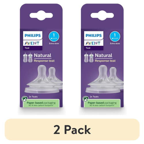 (2 pack) Philips Avent Natural Response Nipples, Extra Slow Flow (Flow 1), 2-Pack, SCY961/02