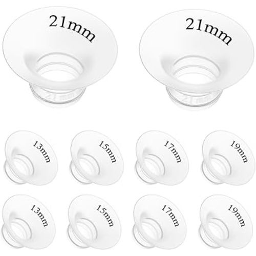 10Pcs Flange Insert 13/15/17/19/21mm*2 Compatible with Momcozy M5/M9/M6/V2 Pro/V2 pro/S12 Pro/S9 Pro/Spectra/Medela/eufy/Elvie/Lansinoh/Paruu P10 Breast Pump,and Most 24mm Shields