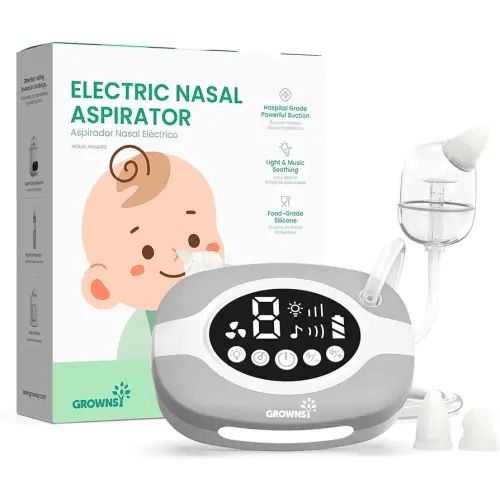 GROWNSY Electric Nose Suction for Baby, Hospital-Grade Nasal Aspirator with Night Light,Soothing Lullabies, Baby Nose Sucker with 9 Adjustable Suction Levels