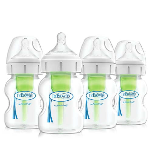 Dr. Brown's Natural Flow Anti-Colic Options+ Wide-Neck Baby Bottle, 4x5oz Bottles, Level 1 Nipple, 0m+ - Walmart.ca