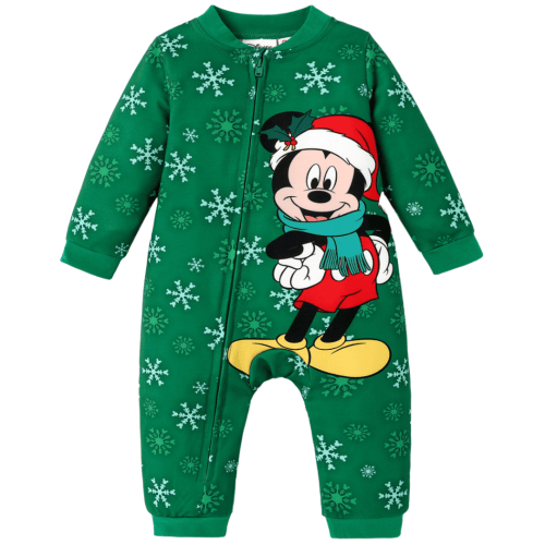 Disney Mickey Mouse Baby Girls Boys Coverall Christmas Jumpsuit Zip Up Outfits, Baby Shower Gifts Newborn to Infant