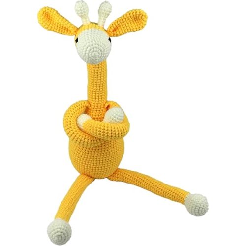 Handmade Crochet Giraffe Curtain Tiebacks - Decorative Curtain Holdbacks - Soft Yarn Plush Animal - Sweet Gift Ideas (M, Yellow)