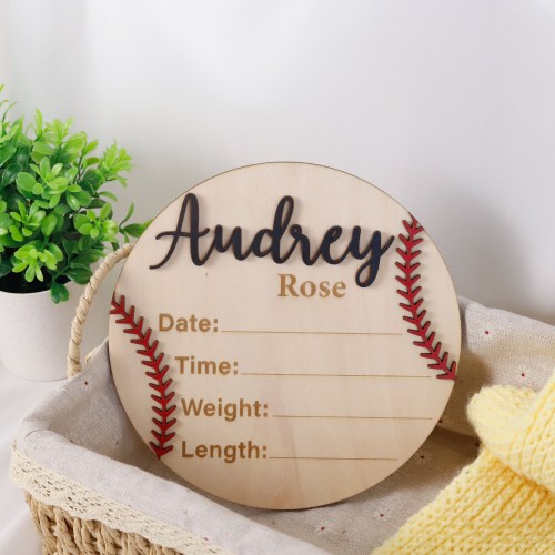 Hospital Baby Birth Stat Sign, Personalized Birth Announcement Sign, Gift for New Mom, Name Announcement Wood Sign, Baseball Theme Sign