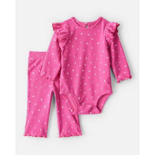 Baby Girl 2-Piece Floral Bodysuit & Pant Set - Pink - Carter's | Carter's