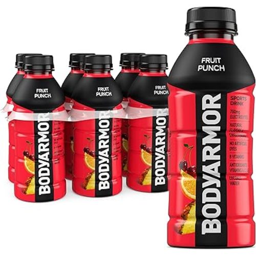 BODYARMOR Sports Drink, Fruit Punch, Electrolyte Drink Hydration, 16 Fl Oz Bottles (6 Pack), Flavored Coconut Water with B Vitamins & Antioxidants