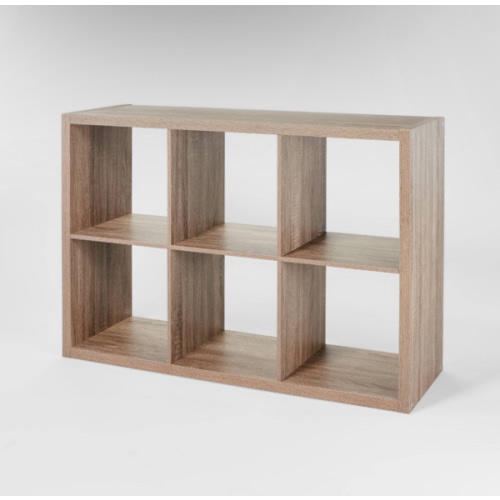 13'' 6 Cube Organizer Weathered Gray - Brightroom™: Cubby Storage Bookshelf with 6 Shelves, MDF & Particle Board