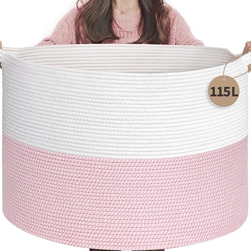 INDRESSME 115L Extra Large Pink Laundry Basket for Stuffed Animal Storage