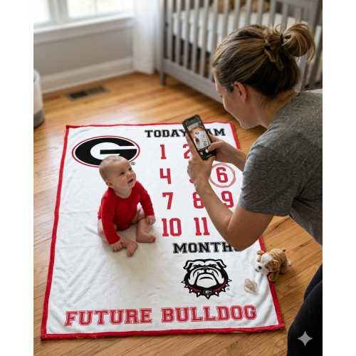 Future Tailgater Georgia Bulldogs Collegiate Licensed Baby Milestone Blanket