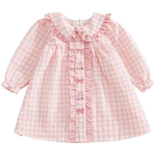 Toddler Western Outfit Girl Cowgirl Boots Bow Smocked Dress in Pink Gingham Princess Dresses Cake Smash Photo Fall