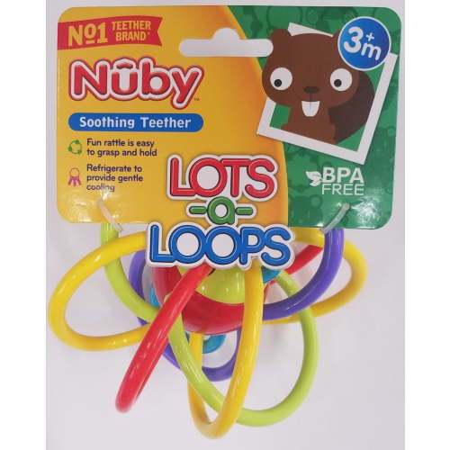 Nuby Lots-a-Loops Teether - multi, one size with soft silicone teething loops