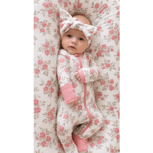 Infant Knot Head Bow in Pink Floral