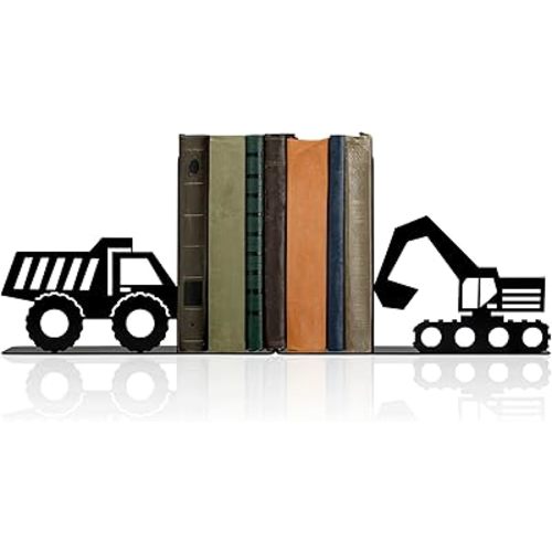 Construction Truck Decorative Bookends for Boys Room - Durable and Cute Design, Perfect for Nursery and Kids' Book Ends,Teen Boy Room Decor