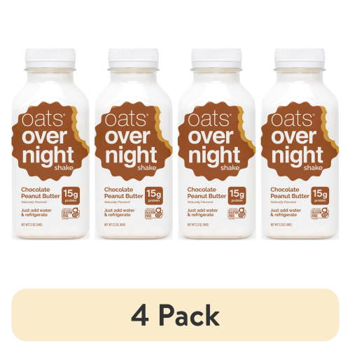 (4 pack) Oats Overnight Chocolate Peanut Butter Protein Overnight Oatmeal Shake, 2.2 oz, 1 Count