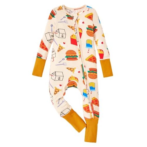 PATPAT Baby Pajama with Bamboo Viscose, Footie Jumpsuit Romper with 2-Way Zipper for Baby Boy Girl Toddler Sleeper Sleepwear