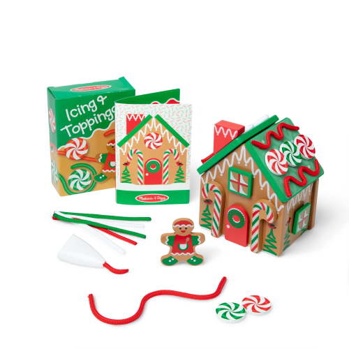 Melissa & Doug Wooden Gingerbread House Reusable, Mess-Free Play Set Activity for Boys and Girls - FSC Certified
