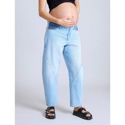 Women's Under the Belly Barrel Leg Maternity Jeans - Marsha Wash - Size: Medium - Motherhood Maternity