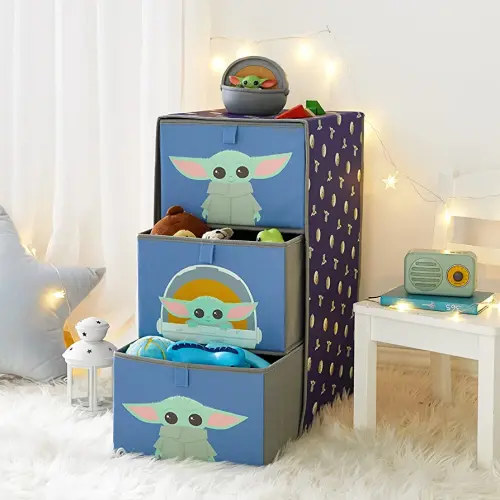 Star Wars The Mandalorian Featuring Grogu 3 Drawer Soft Storage Unit with Poly Canvas Frame