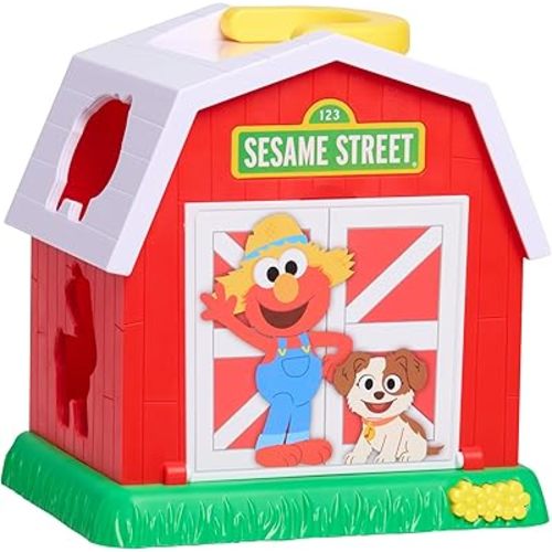 Sesame Street Elmo's Learn & Sort Barn with Music and Sounds, 6-Pieces, Teaches Toddlers Shapes, Sounds, and Problem-Solving Skills, Toy for Girls, Boys, Kids, Ages 2 and Up by Just Play