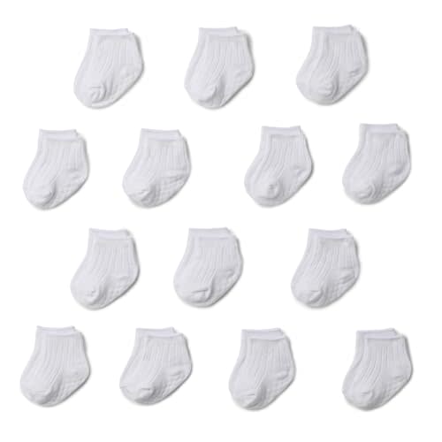 Amazon Essentials Unisex Babies' Non Slip Grip Ribbed Ankle Socks, 14 Pairs