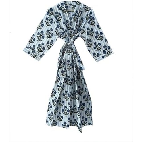 Hand block print Cotton Kimono bikini cover up,Indian Hand block print Cotton Bath Robe,Swim Wear,Nighrwere Dressing Gown