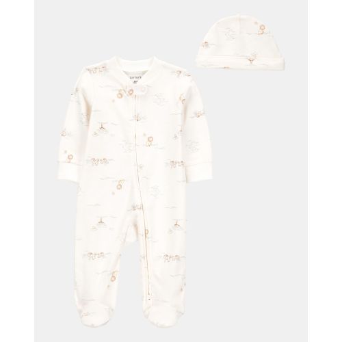 NB Baby Boy 2-Piece 2-Way Zip Sleep & Play & Cap Set - Cream - Carter's | Carter's