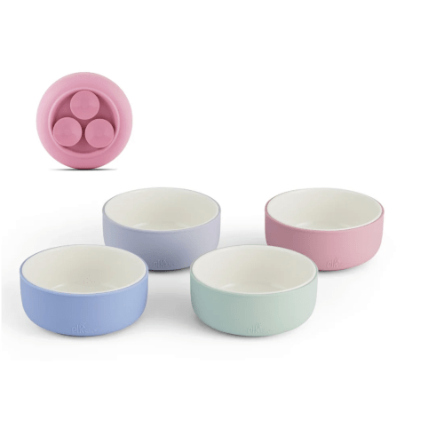 Porcelain Bowl with Silicone Suction Sleeves