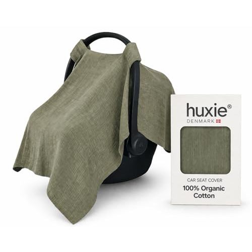 Car Seat Cover Baby - Organic Muslin Cotton - Carseat Canopy - 43" x 32" - Sage Green