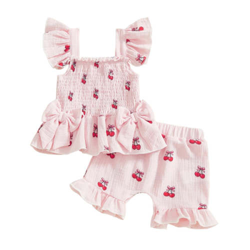 CHERRIES Smocked Bowtie Outfit - Hazel & Bo