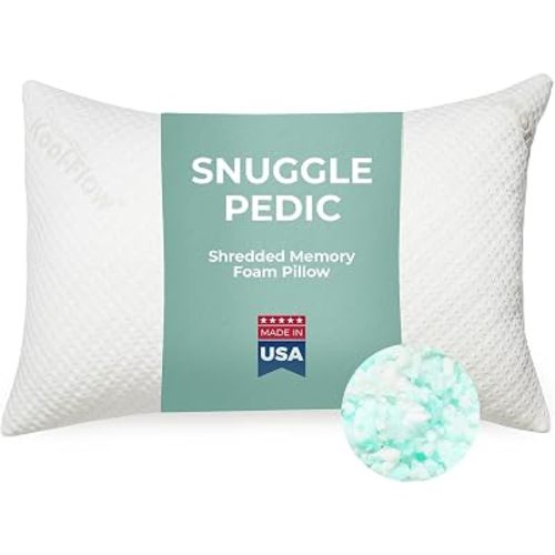 Snuggle-Pedic Travel Shredded Memory Foam Support Pillow - Compact Cooling Ergonomic Design for Side Sleepers, Pregnancy, Post-Surgery, Neck and Lumbar Support - Lightweight & Washable - USA Quality